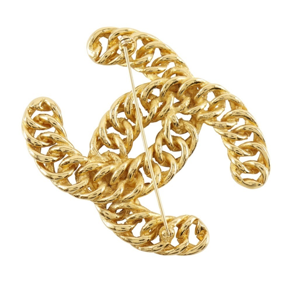 CHANEL Authentic Gold Logo Brooch - Picture 2 of 6